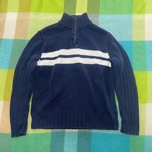 Vintage Polo Jeans Company Blue Striped 1/4 Zip Knitted Top Sweater Men’s